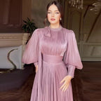 Women's Fashionable Dress with Waist-Cinching Design and Long Sleeves