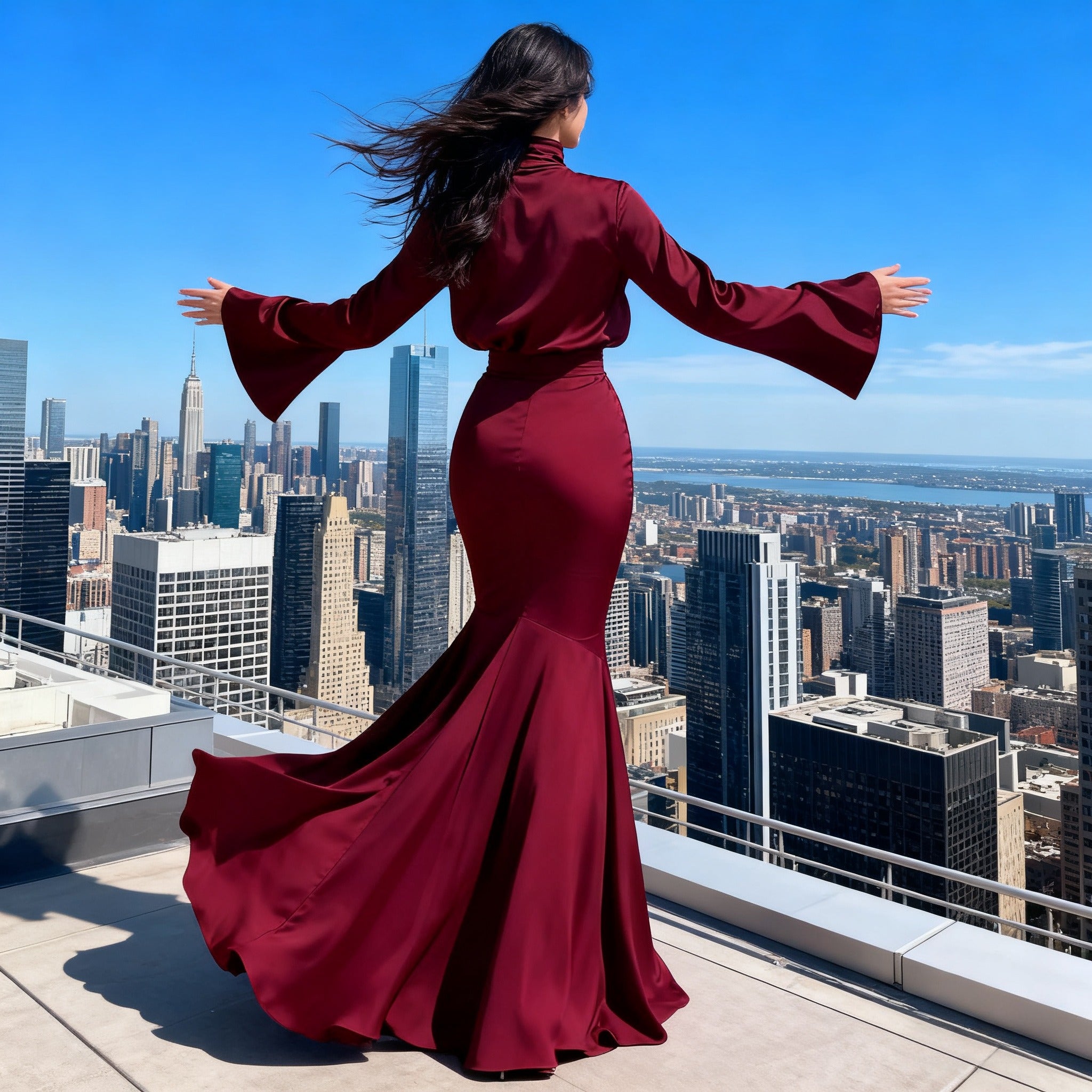 Elegant-Sexy Flared Sleeve Dress