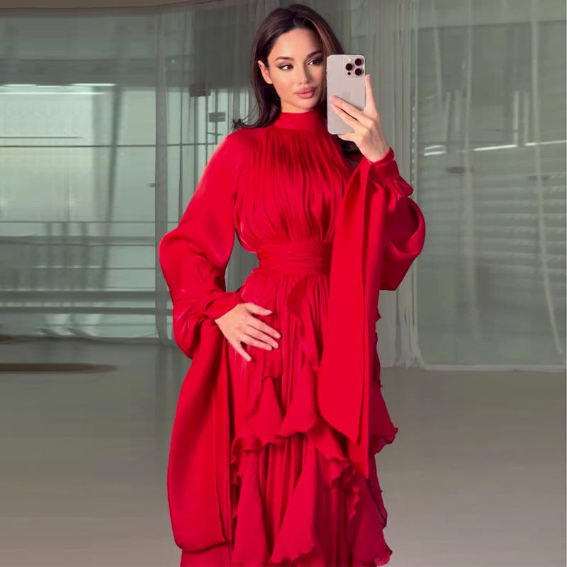 Women's Elegant Fashion Ruffled Slim Dress