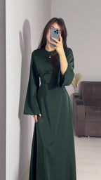 Spring New Waist-Cinching Slimming Tie Solid Color Long Sleeve Long Dress Elegant Women's Dress