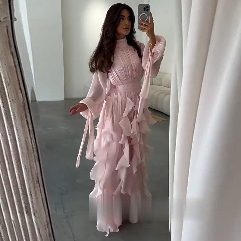 Women's Elegant Fashion Ruffled Slim Dress