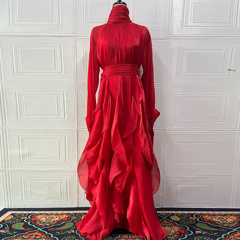 Women's Elegant Fashion Ruffled Slim Dress