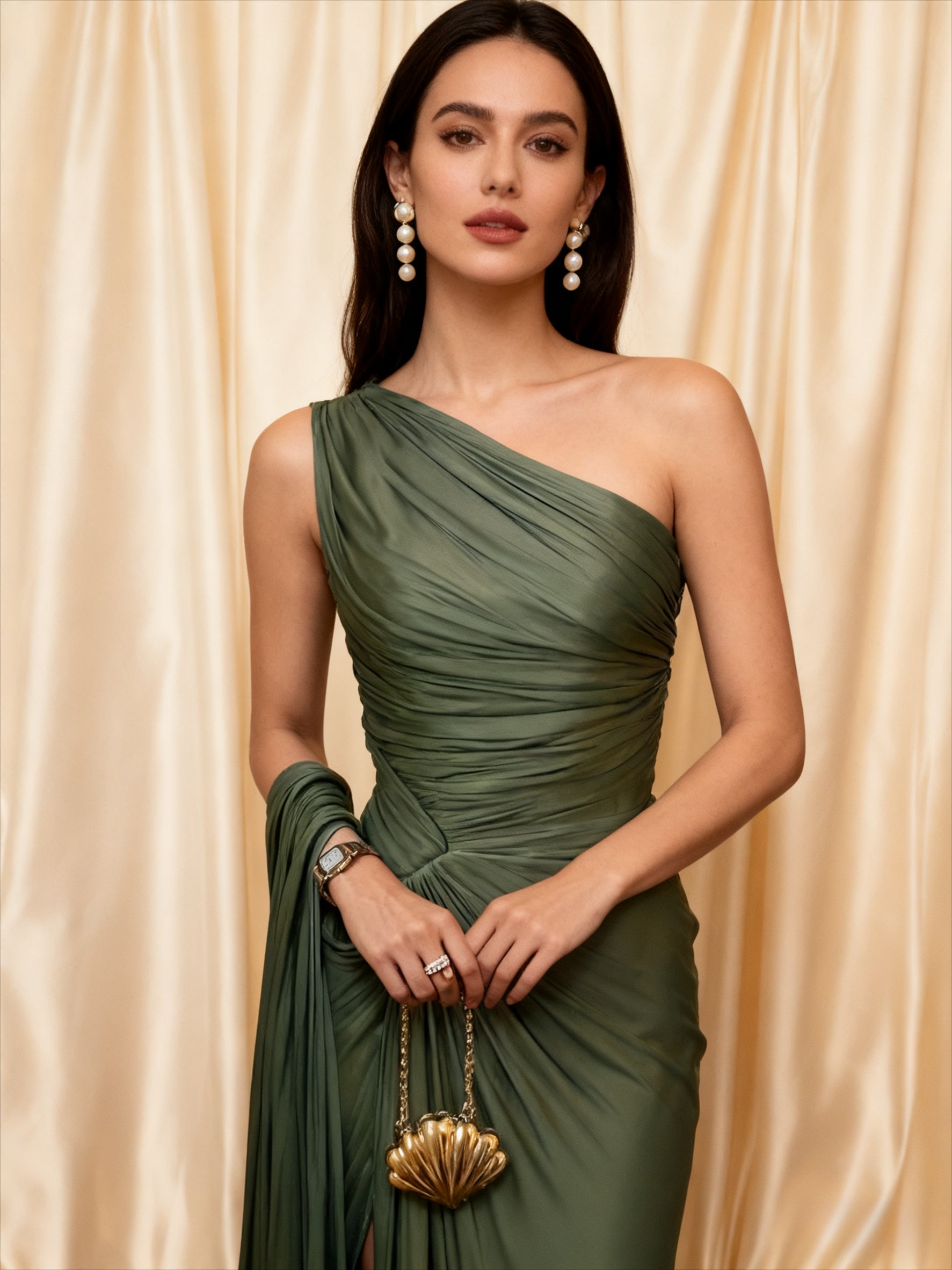 Elegant Off-the-Shoulder Satin Wedding Gown - A-Line Floor-Length Ball Dress
