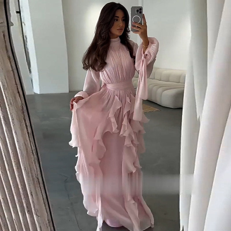 Women's Elegant Fashion Ruffled Slim Dress