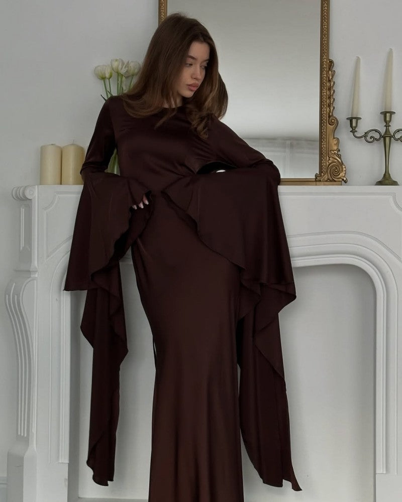 New Style Evening Dress with Large Swing and Flutter Sleeves