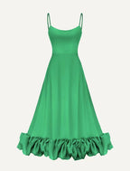 Spring Summer Women's New Fashion Strap Large Hem Three-Dimensional Flower A-Line Dress