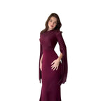 Summer Patchwork Glass Veil Long Sleeve Satin Slim Dress