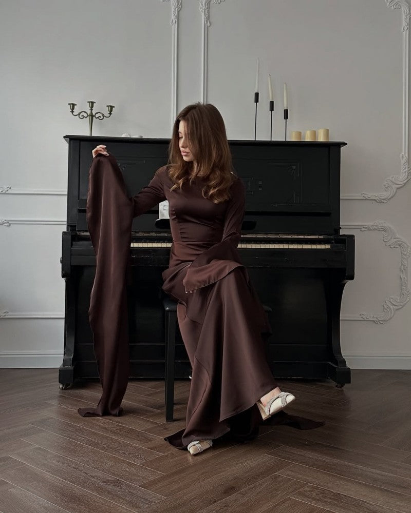 New Style Evening Dress with Large Swing and Flutter Sleeves