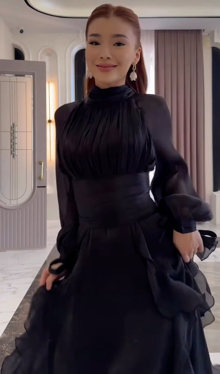 Women's Elegant Fashion Ruffled Slim Dress