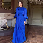 Women's Fashionable Dress with Waist-Cinching Design and Long Sleeves