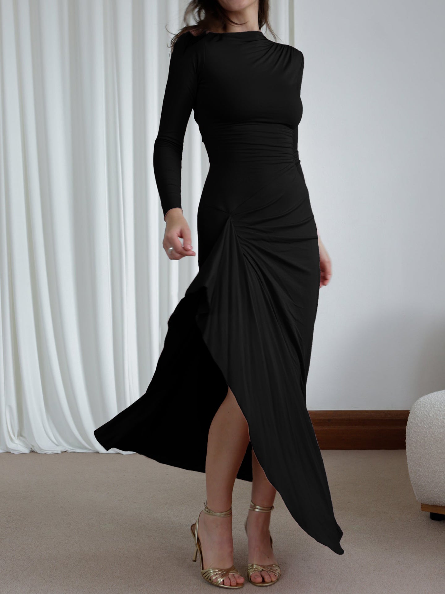 Hot girl wind short sleeve long skirt dress women's dress