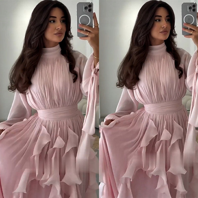 Women's Elegant Fashion Ruffled Slim Dress