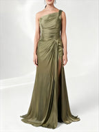 Elegant Off-the-Shoulder Satin Wedding Gown - A-Line Floor-Length Ball Dress