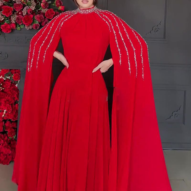 Spring and Summer New Women's Middle Eastern Rhinestone Long Gown Evening Dress