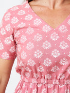 Lydia Dress - Floral Stamp Rose