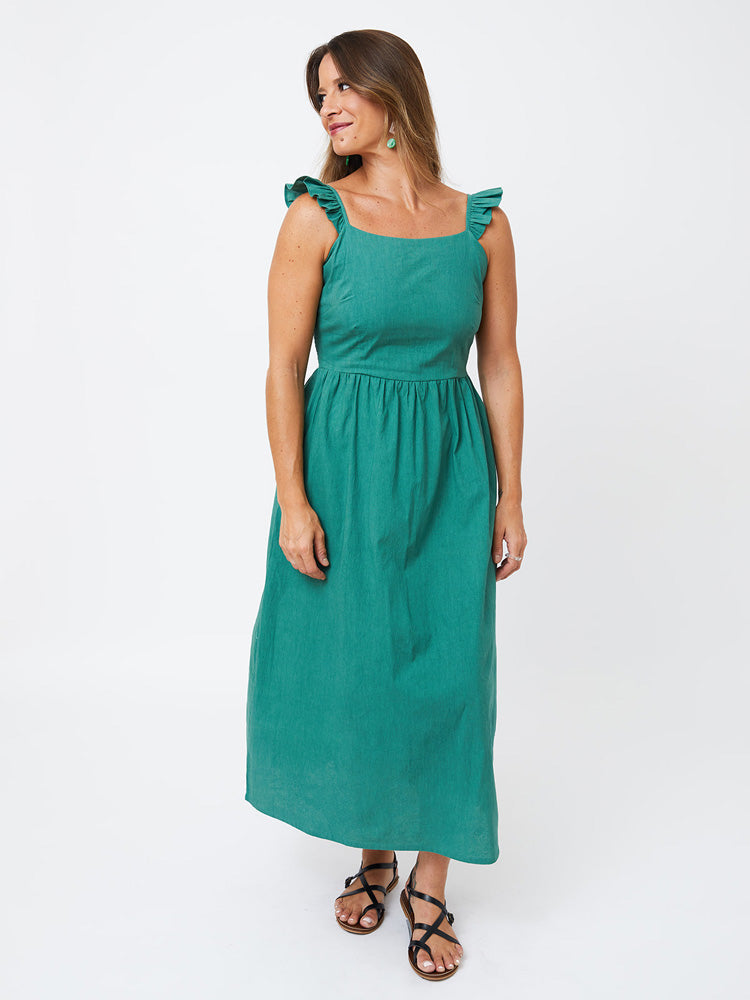 Ruffle Strap Dress - Everglade