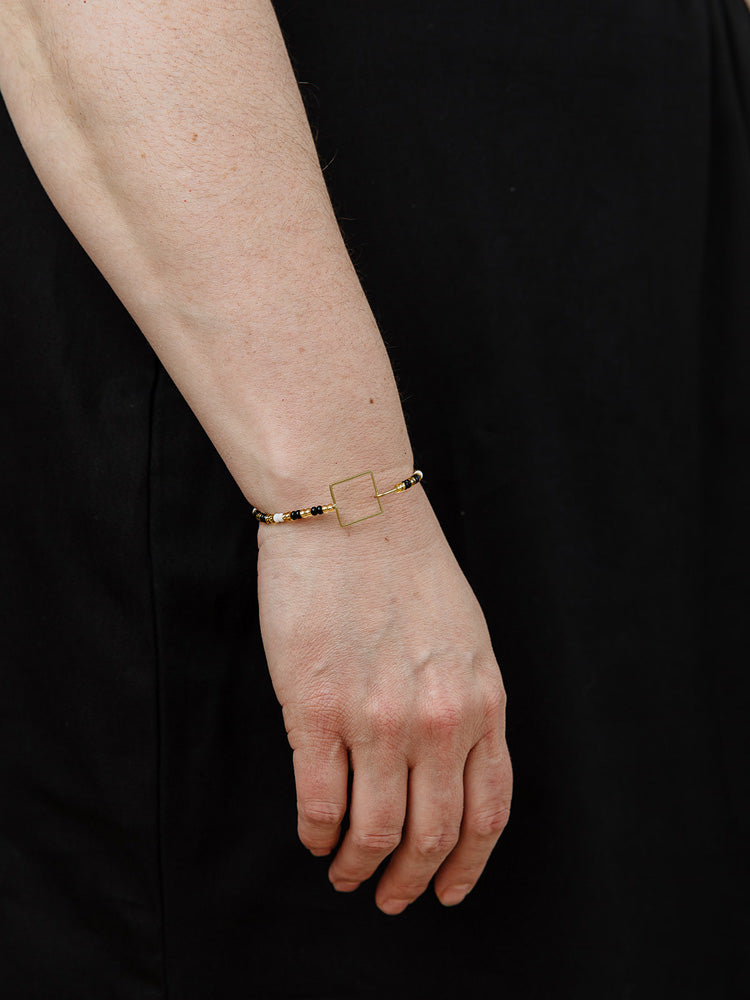 Foursided Beaded Bracelet - Gold