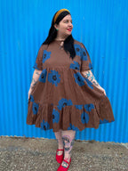 Adelaide Tiered Plus Size Mini Dress - Dark Oak