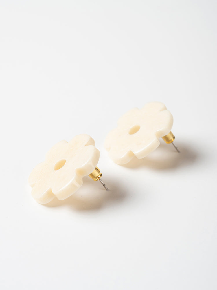 Retro Bloom Studs - White