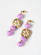 Painted Daisy Dangle Earrings - Lavender