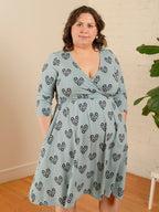 Callie 3/4 Sleeve Plus Size Wrap Dress - Retro Slate