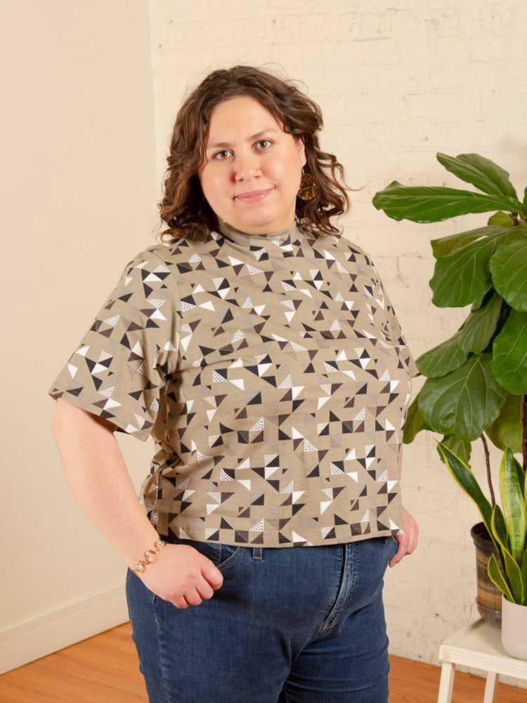 Eve Plus Size Top - Monochrome Quilt