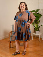 Adelaide Tiered Plus Size Mini Dress - Dark Oak