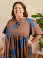 Adelaide Tiered Plus Size Mini Dress - Dark Oak
