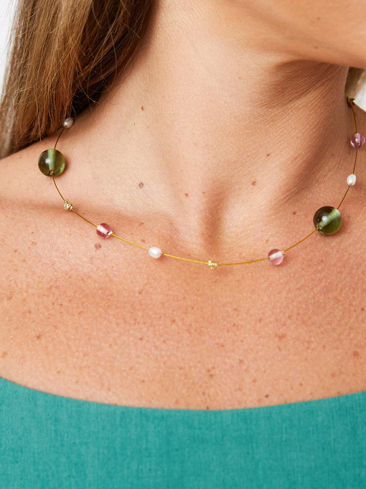 Laurel Beaded Necklace - Gold