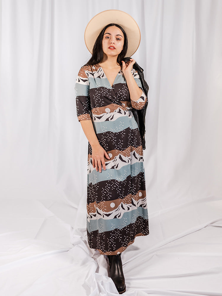 Aditi Wrap Dress - Mountain Stripe