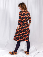 Callie 3/4 Sleeve Wrap Dress - Mod Daisy Poppy