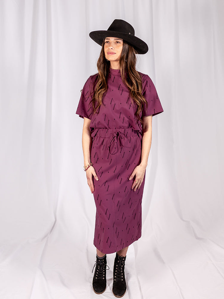 Isla Skirt - Diamond Vine Dark Purple