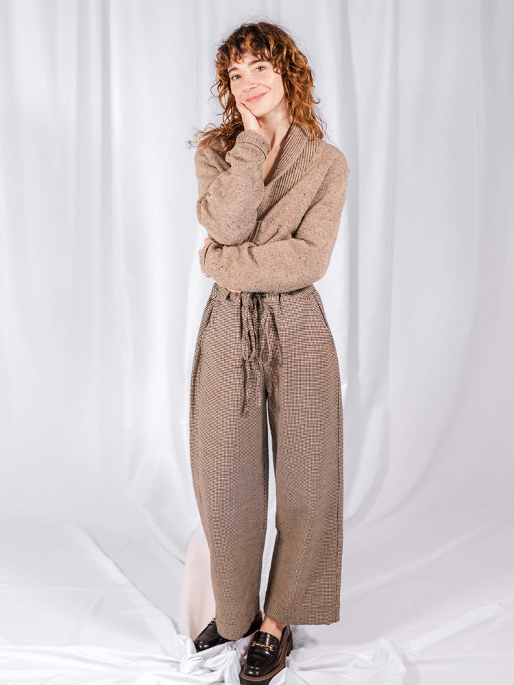 Emmy Drawstring Pant - Houndstooth