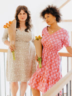 Lydia Dress - Floral Stamp Rose