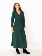 Katie Maxi Wrap Dress - Diamond Vine Dark Sage