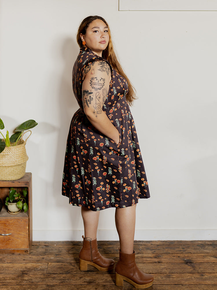 Lucille Plus Size Dress - Botanical Dusk