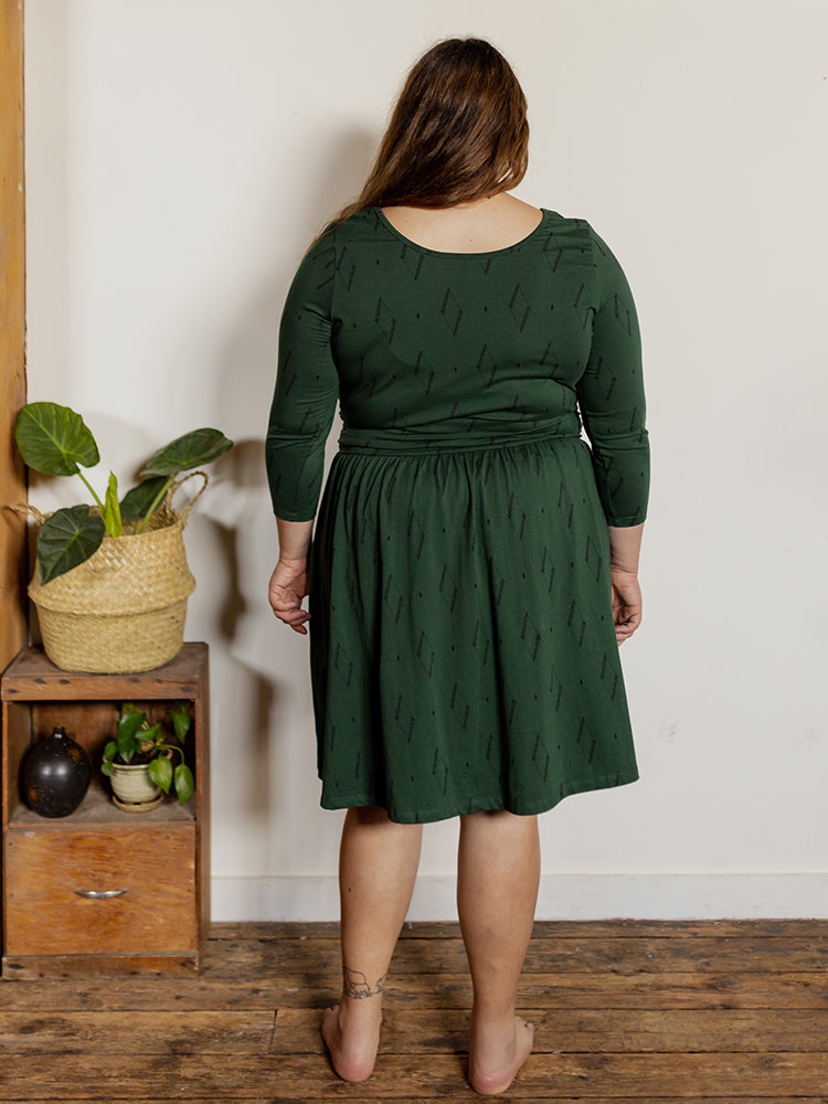 Novela Plus Size Dress - Diamond Vine Dark Sage