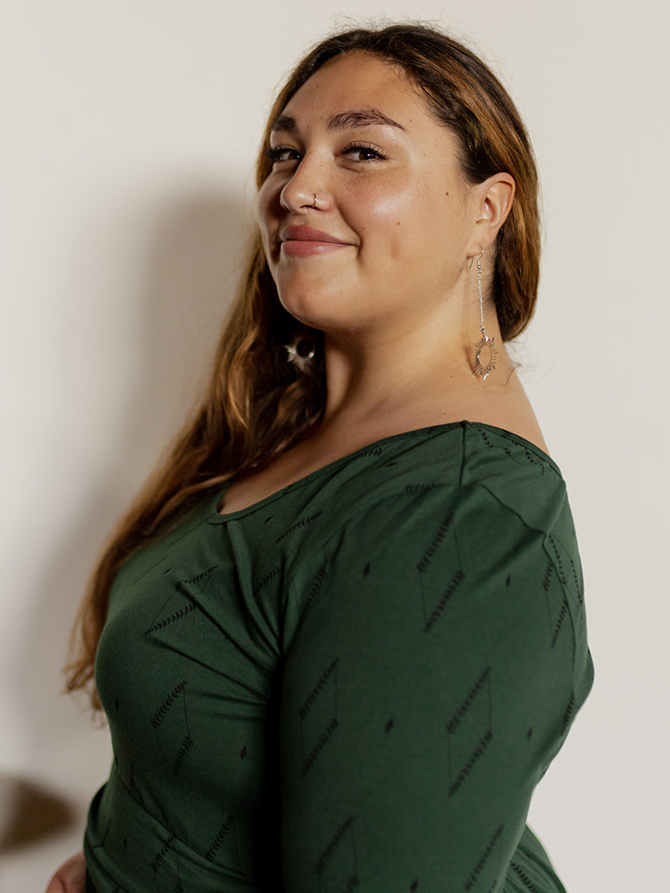 Novela Plus Size Dress - Diamond Vine Dark Sage