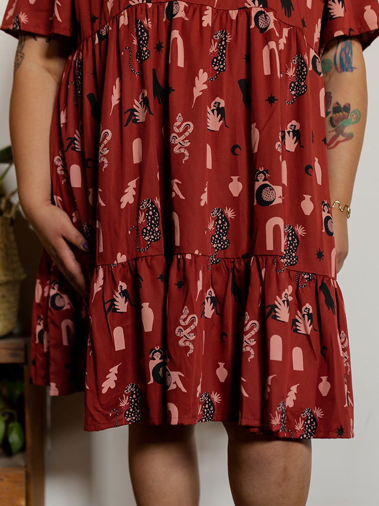 Adelaide Tiered Plus Size Mini Dress - Modern Objects Cranberry