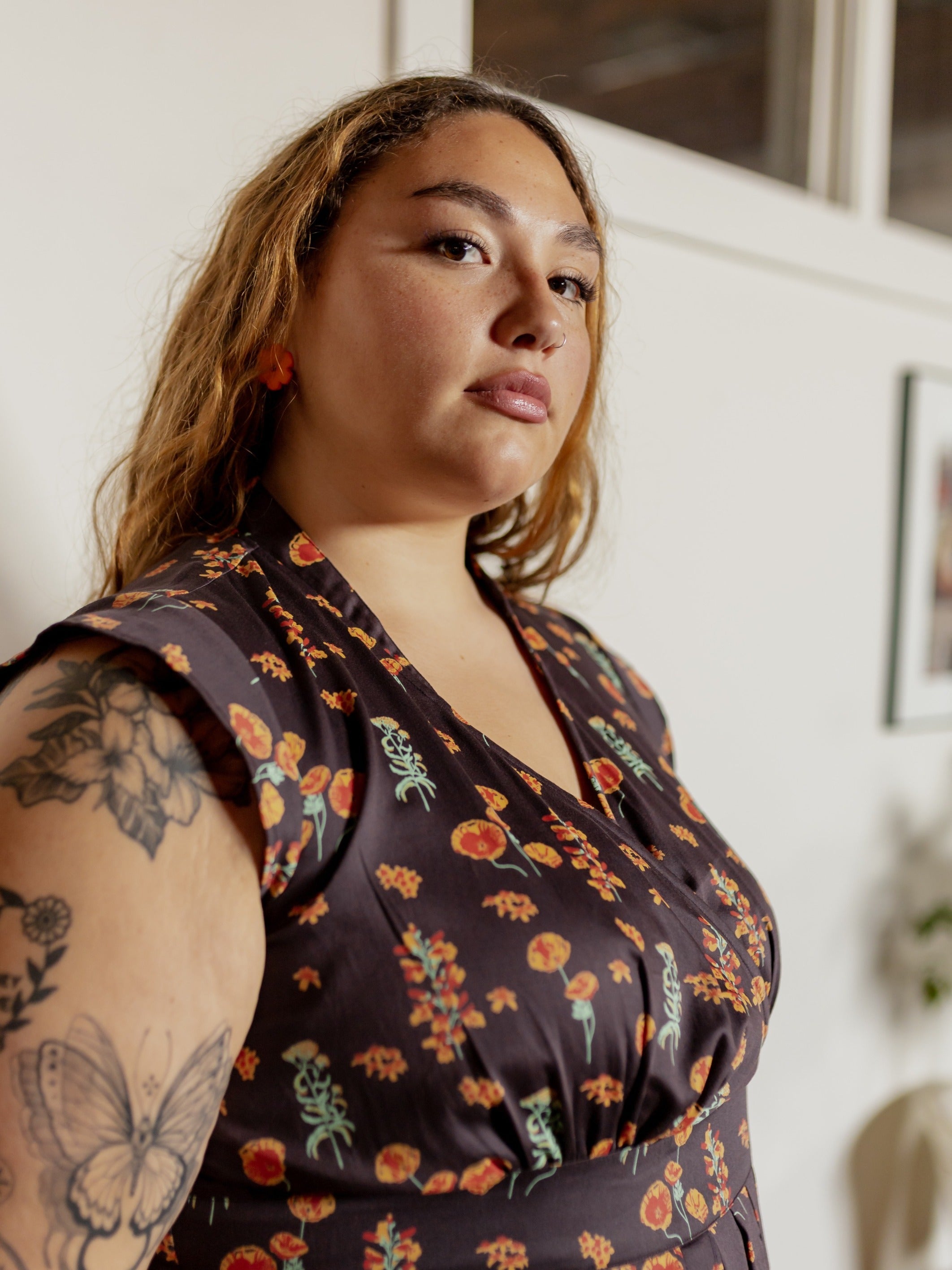 Lucille Plus Size Dress - Botanical Dusk