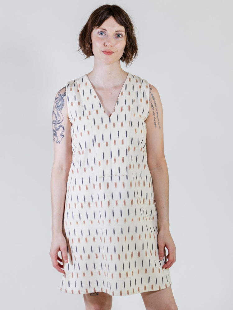 Milan Shift Dress - Ivory Ikat