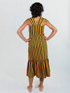 Opal Dress - Navy Chartreuse Stripe