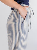 Emmy Drawstring Pant - Pinstripe Blue
