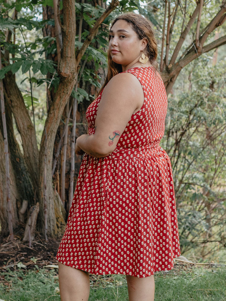 Asheville Plus Size Dress - Micro Floral Red