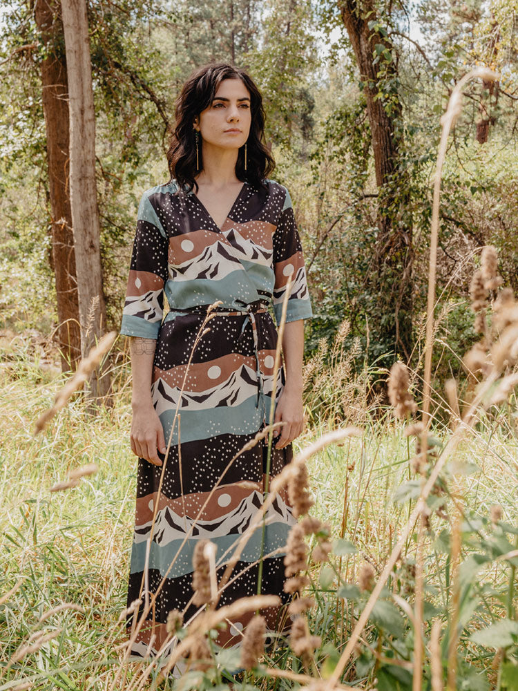 Aditi Wrap Dress - Mountain Stripe