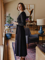 Katie Maxi Wrap Dress - Black Rib Knit
