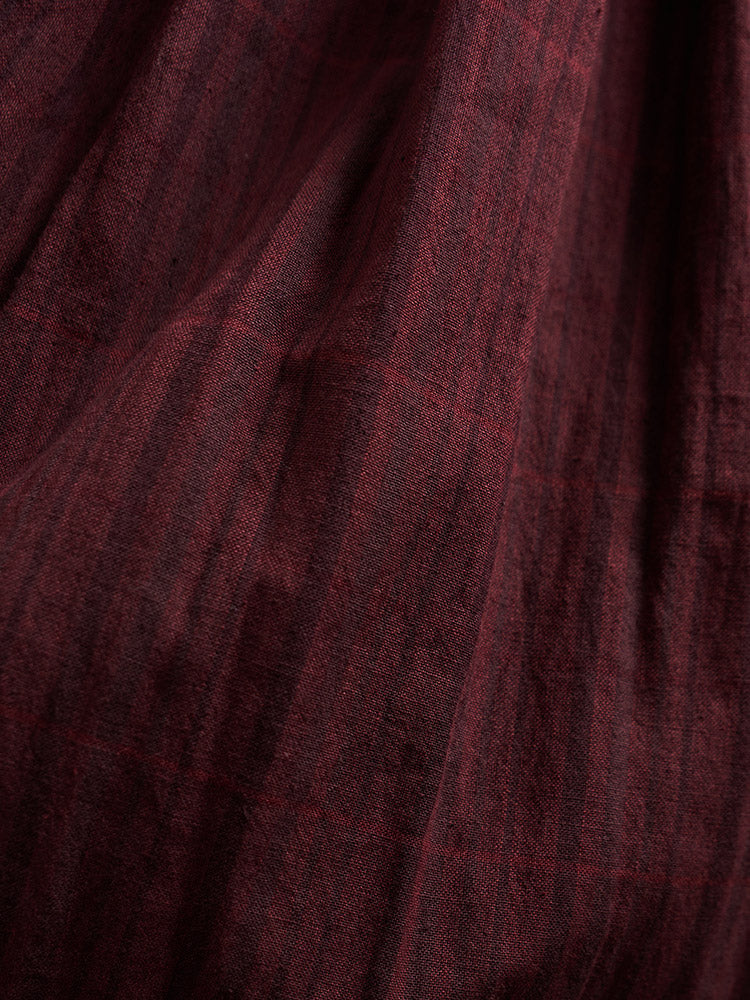 Hailee Smocked Midi Dress - Maroon Plaid