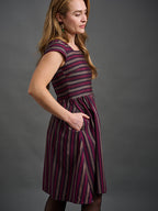 Rupi Square Neck Dress - Berry Stripe
