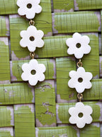 Daisy Drop Earrings - White