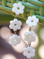 Daisy Drop Earrings - White